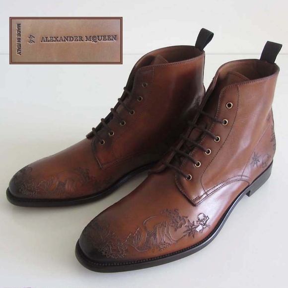 Alexander McQueen Other - new ALEXANDER MCQUEEN engraved tattoo boots 44 11